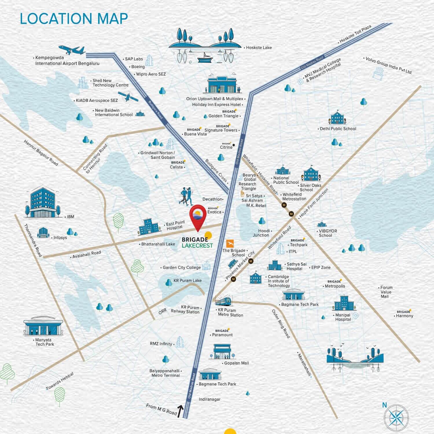 Brigade Lakecrest KR Puram Location Map